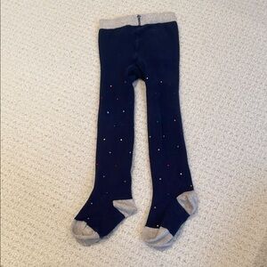 Mini Boden Navy Tights with Silver and Multicolor shiny Dots
